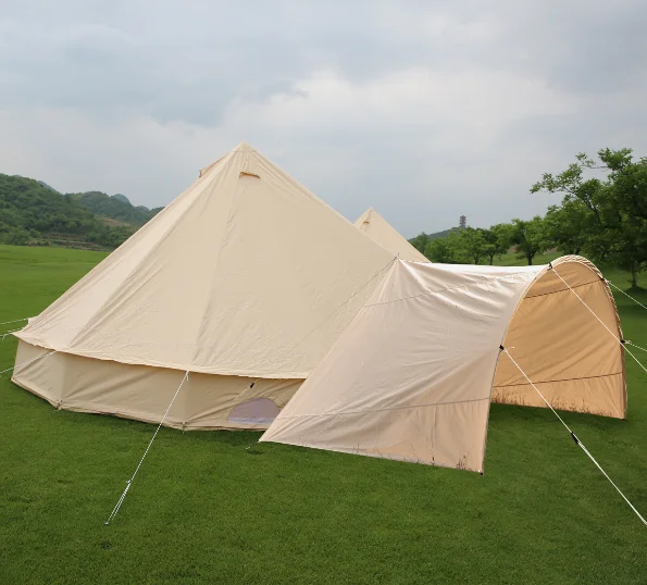 Tenda da campeggio impermeabile glamping da esterno 3m 4m 5m 6m in tela di cotone con tendalino